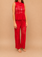 Fato Rendado Vermelho Elegance