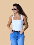 Top Essential Decote Quadrado Branco