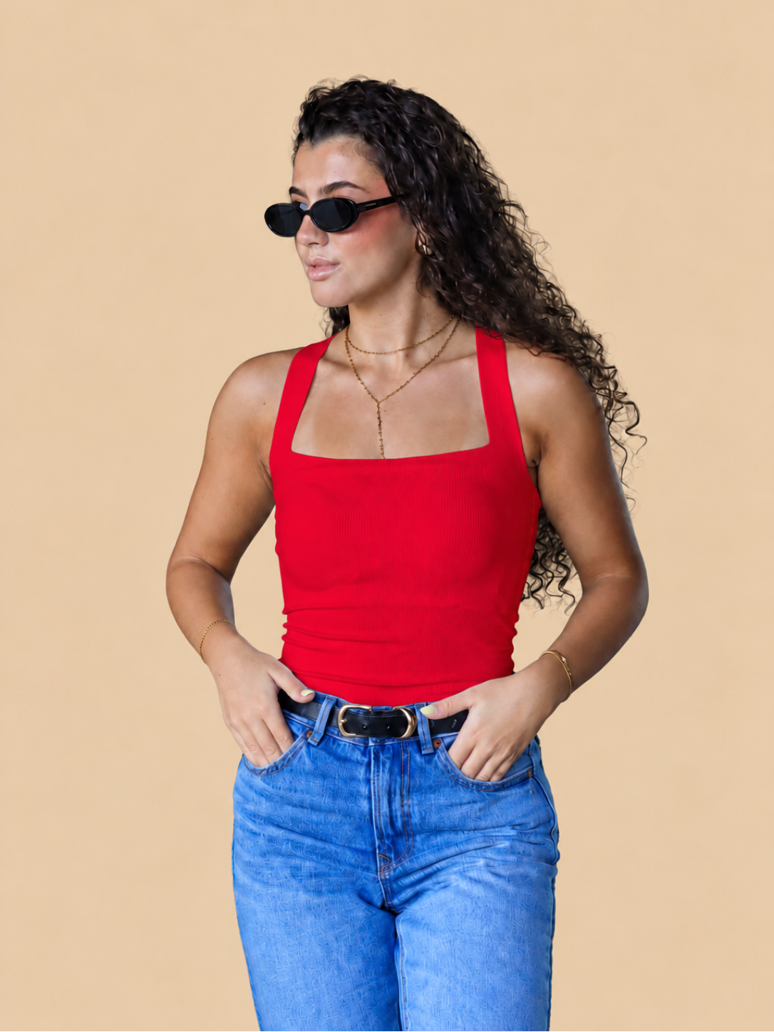 Top Essential Decote Quadrado Vermelho