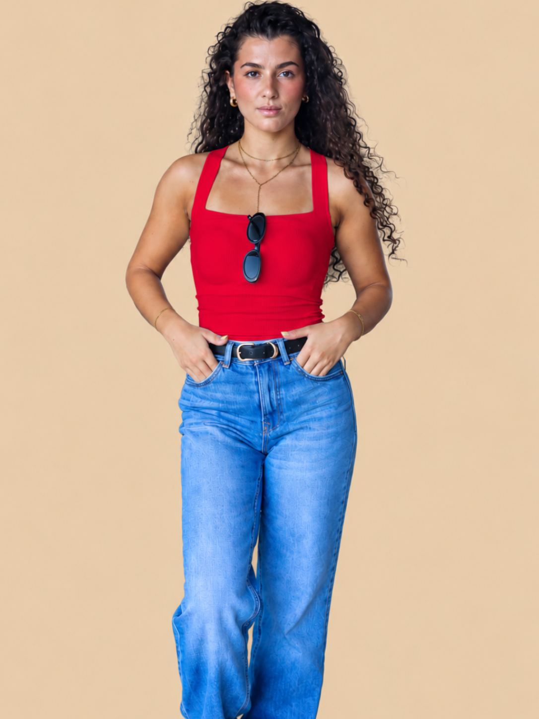 Top Essential Decote Quadrado Vermelho