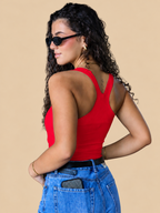 Top Essential Decote Quadrado Vermelho