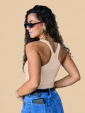 Top Essential Decote Quadrado Beje