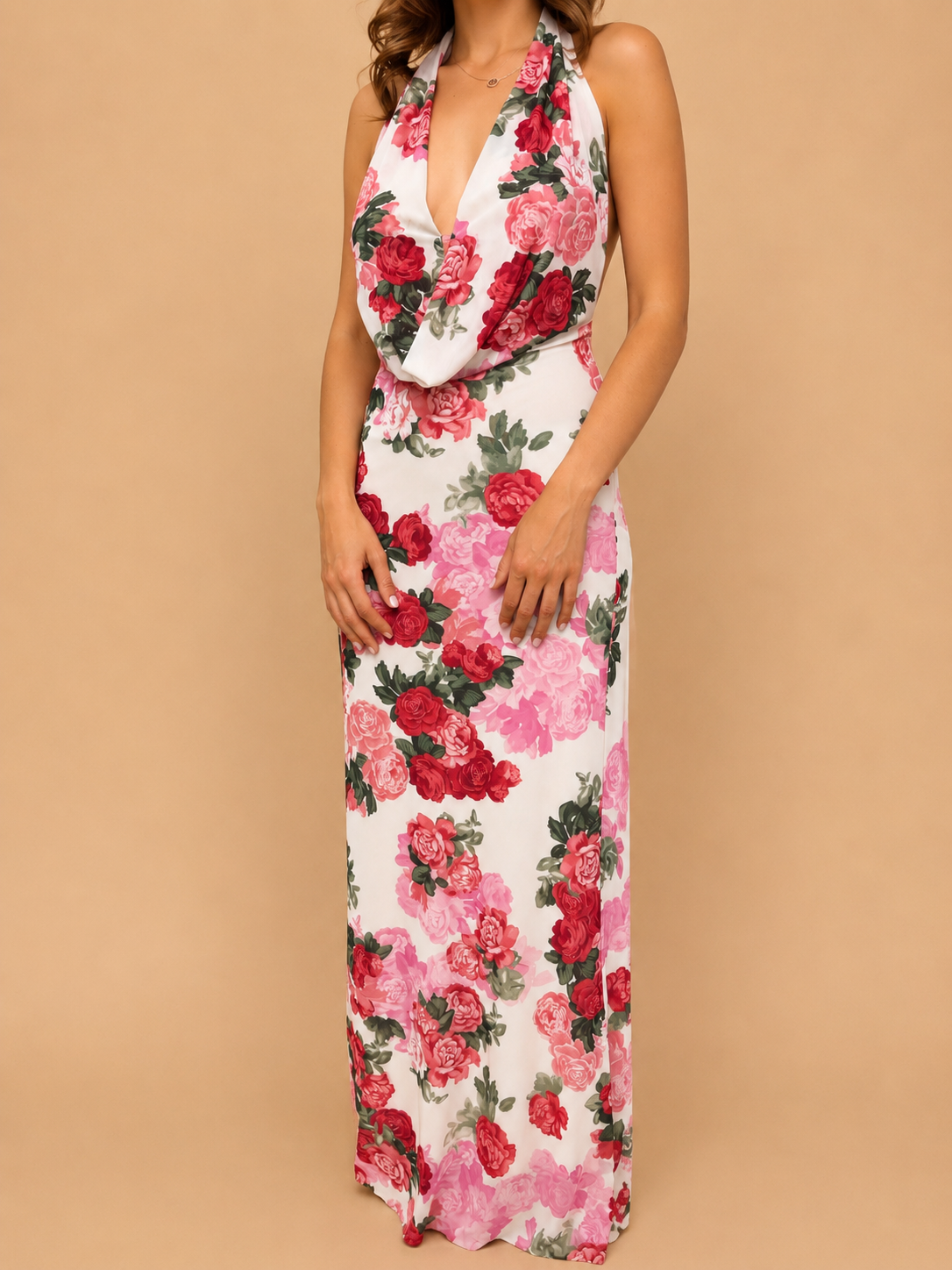 Vestido Longo Floral Rosé Lumina