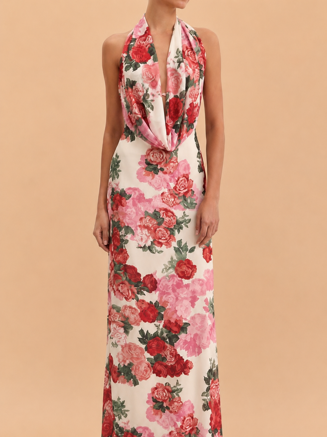 Vestido Longo Floral Rosé Lumina