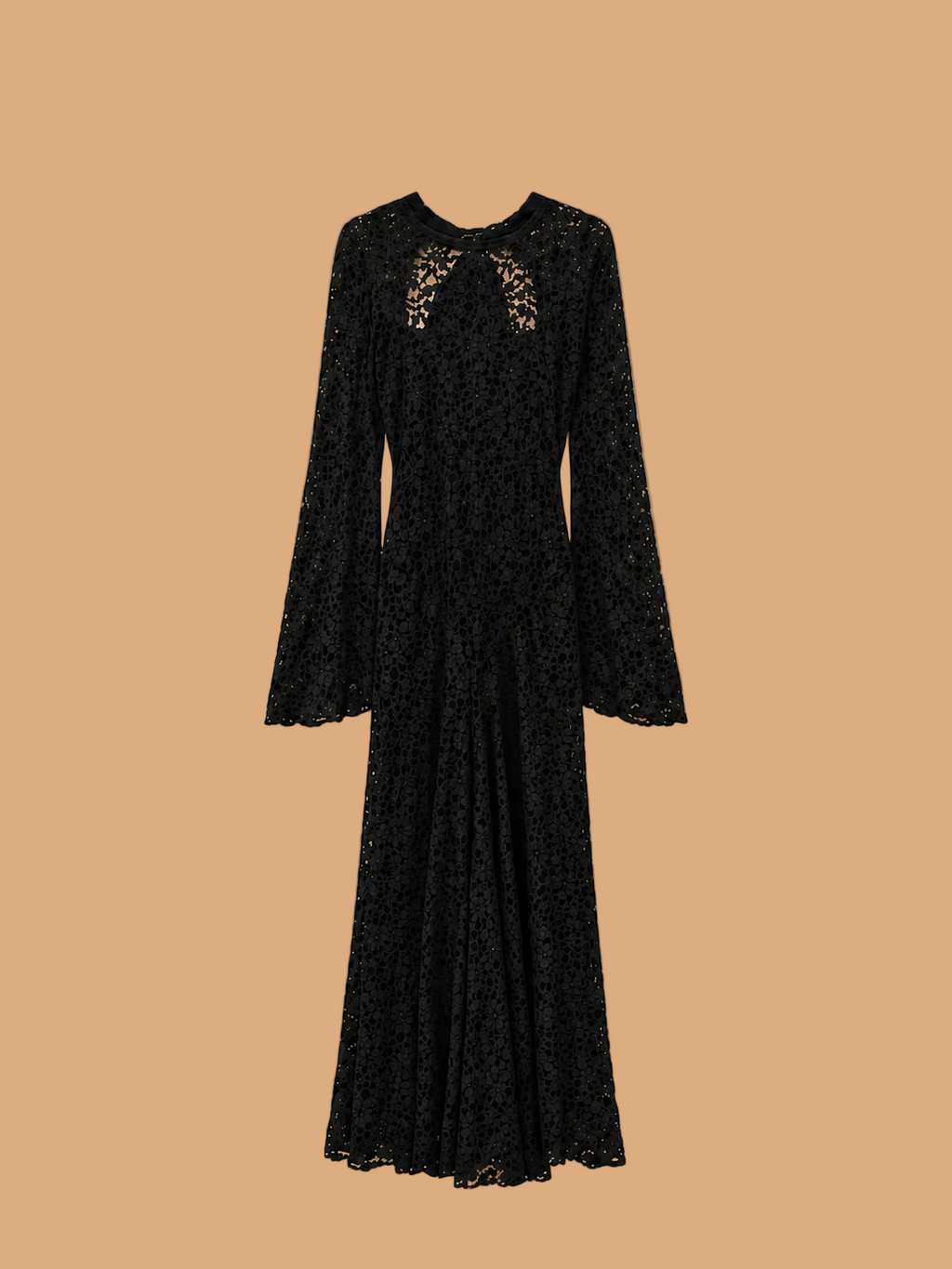 Vestido Longo de Renda Preto com Costas Abertas - Lumina