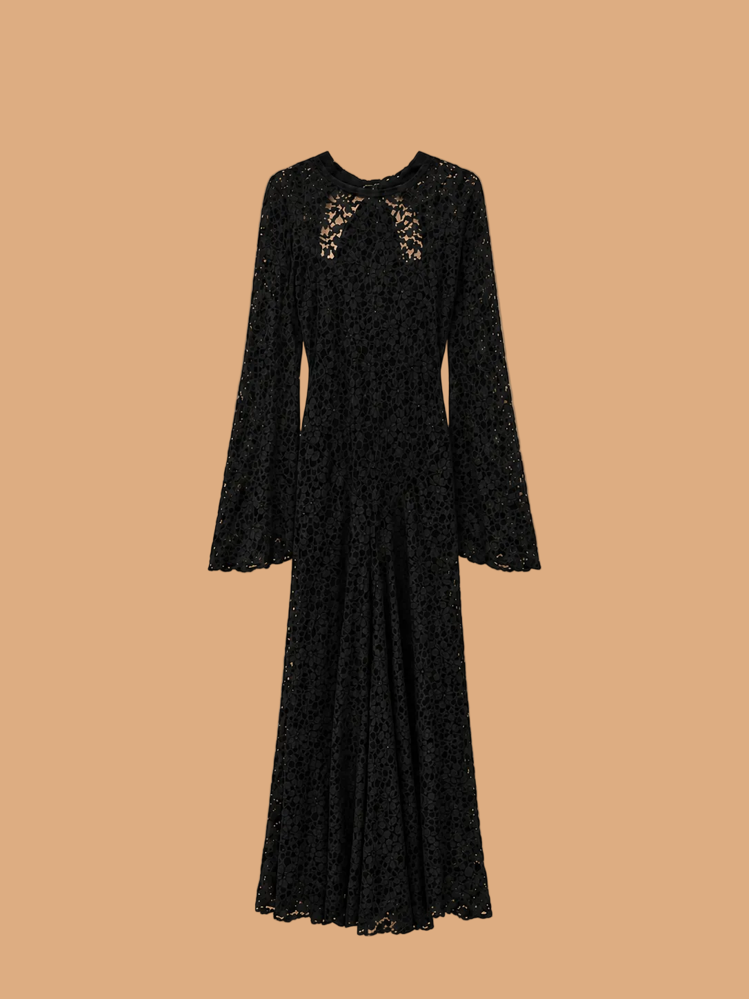 Vestido Longo de Renda Preto com Costas Abertas - Lumina