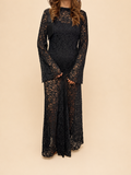 Vestido Longo de Renda Preto com Costas Abertas - Lumina