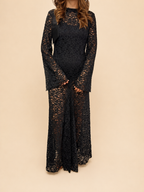 Vestido Longo de Renda Preto com Costas Abertas - Lumina