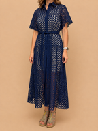 Vestido Midi Renda Azul-Marinho - Lumina