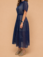Vestido Midi Renda Azul-Marinho - Lumina