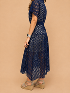 Vestido Midi Renda Azul-Marinho - Lumina