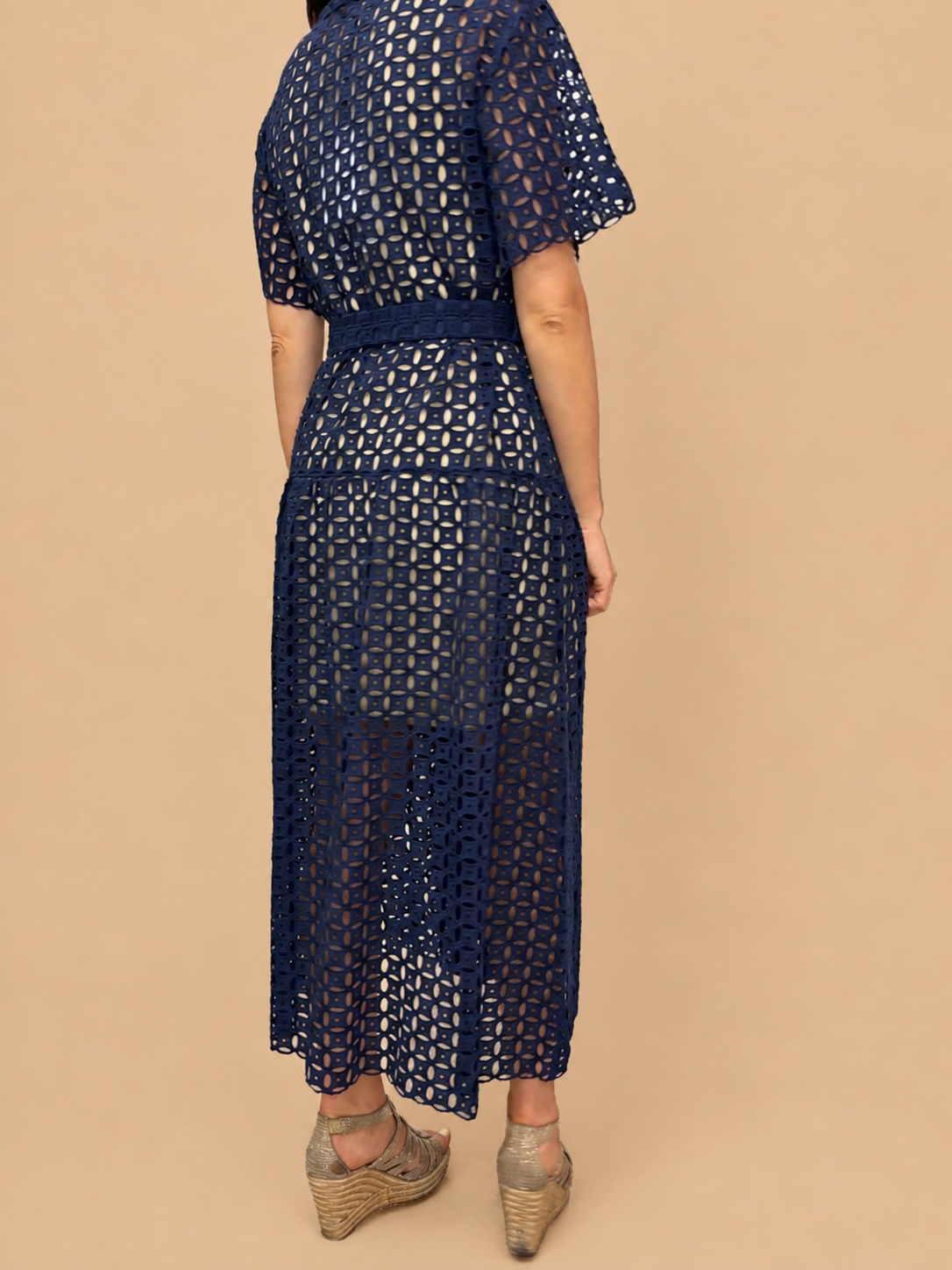 Vestido Midi Renda Azul-Marinho - Lumina