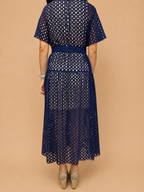 Vestido Midi Renda Azul-Marinho - Lumina