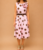Pink Dress with Brown Polka Dots