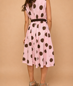 Pink Dress with Brown Polka Dots